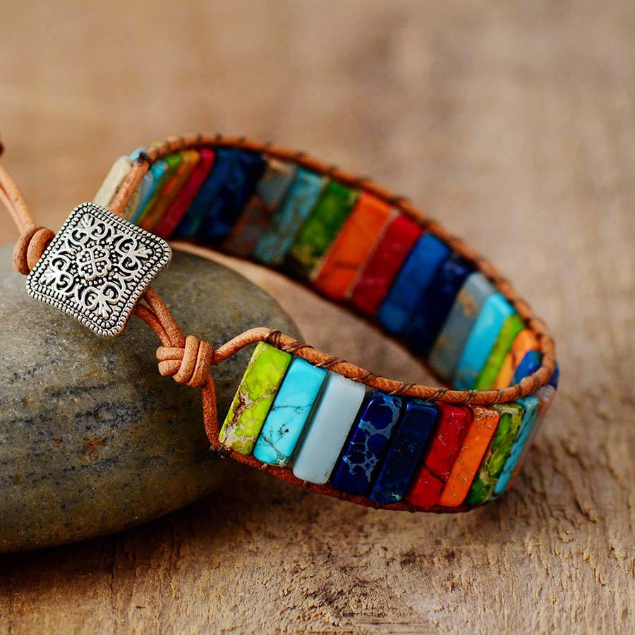 Multi Color Natural Stone Tube Beads Leather Wrap Bracelet - Premium bracelet from Consonance Store - Just $15.26! Shop now at Concordia Style Boutique