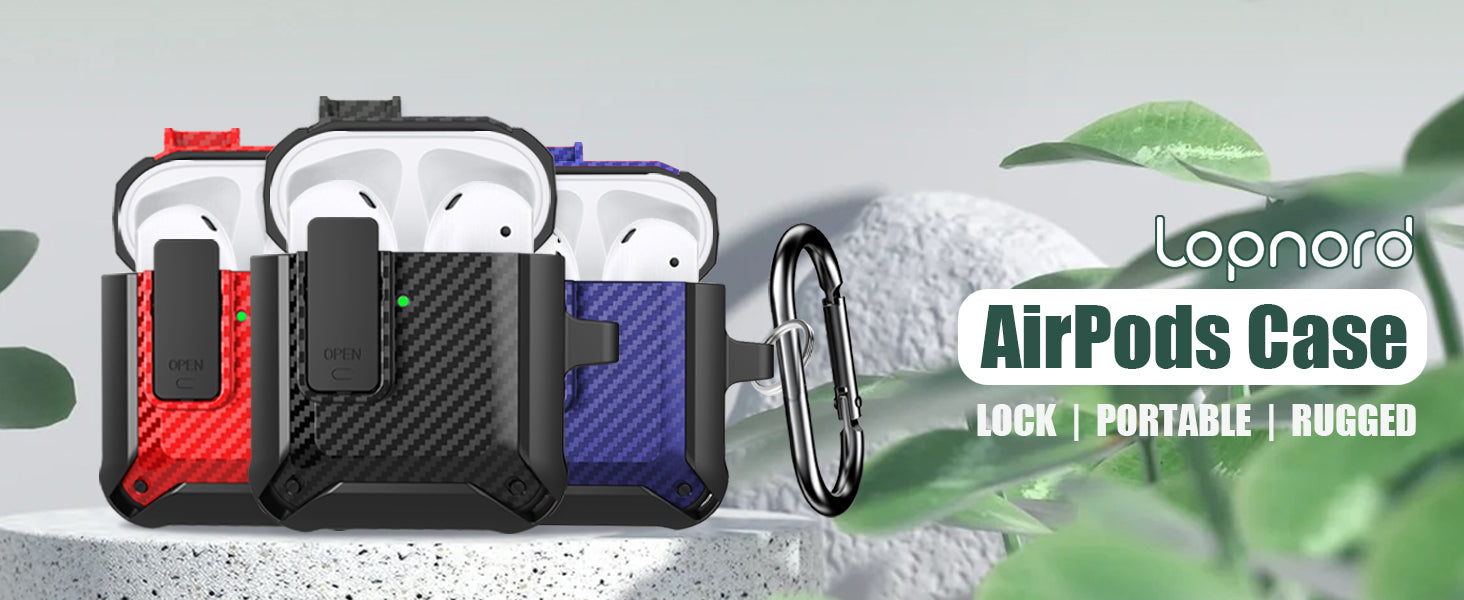 Airpod Case with Lock Compatible with Apple Airpods Case 2nd Generation Case, Rugged Case Cover for AirPods 1st Charging Case with Keychain for Men Women[Front LED Visible] - Premium Cases from Concordia Style Boutique - Just $6.96! Shop now at Concordia Style Boutique