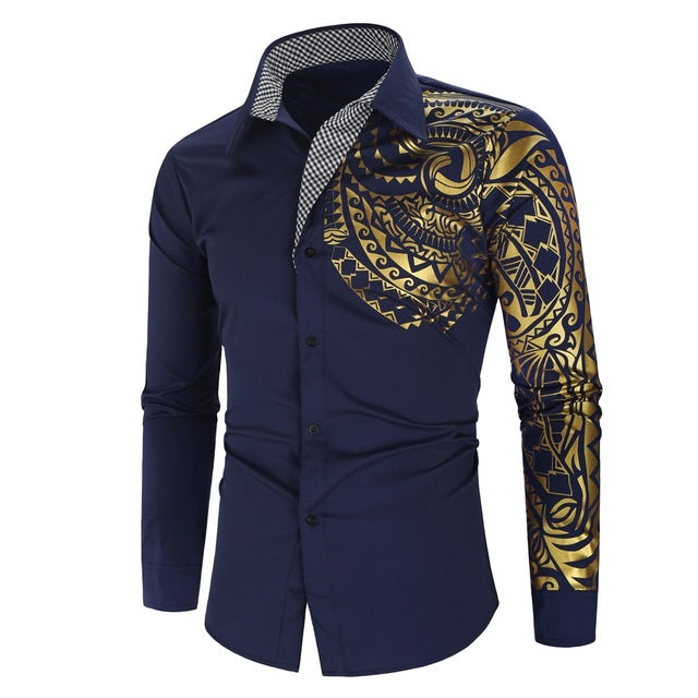 Luxury Gold Black Shirt Men New Slim Fit Long Sleeve - Premium  from Concordia Style Boutique - Just $23.27! Shop now at Concordia Style Boutique