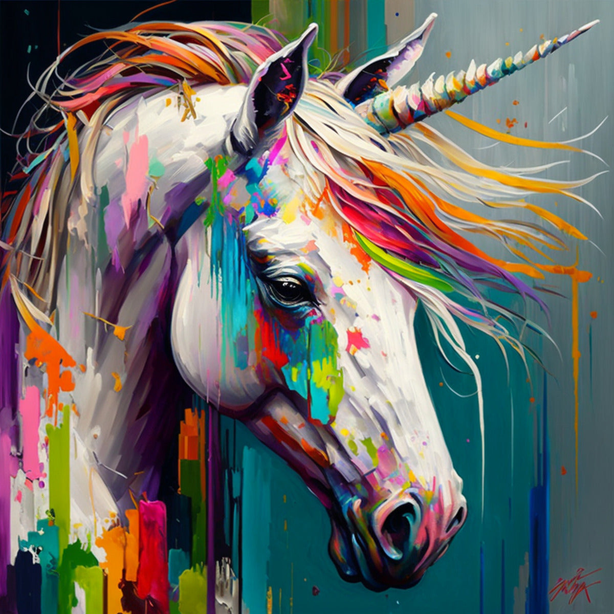 Unicorn Colored palette knife oil painting Abstract by Goldfishwallart - Premium artwork from Concordia Style Boutique - Just $71! Shop now at Concordia Style Boutique