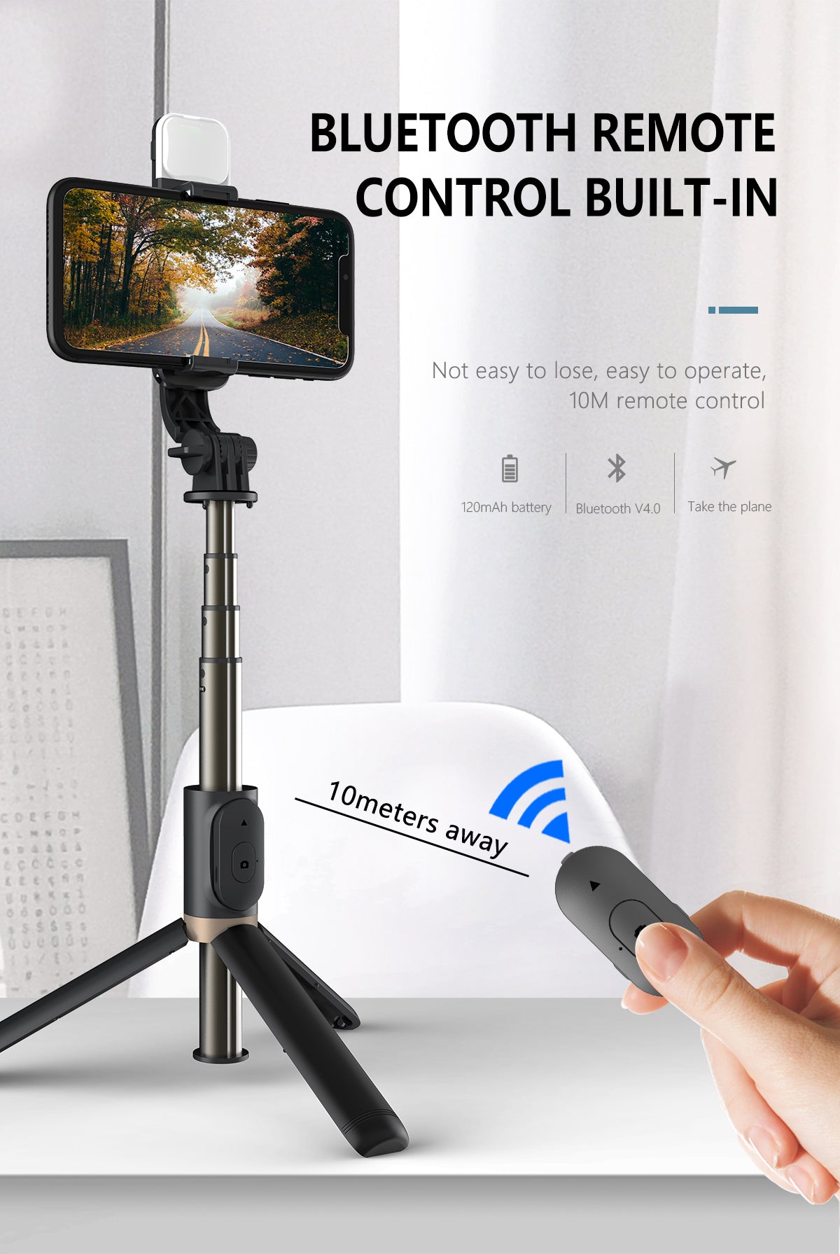 Simple style Supplement Light Mobile Phone Wireless Bluetooth Selfie Stick - Premium Simple style Supplement Light Mobile Phone Wireless Bluetooth Selfie Stick from Concordia Style - Just $9.45! Shop now at Concordia Style Boutique