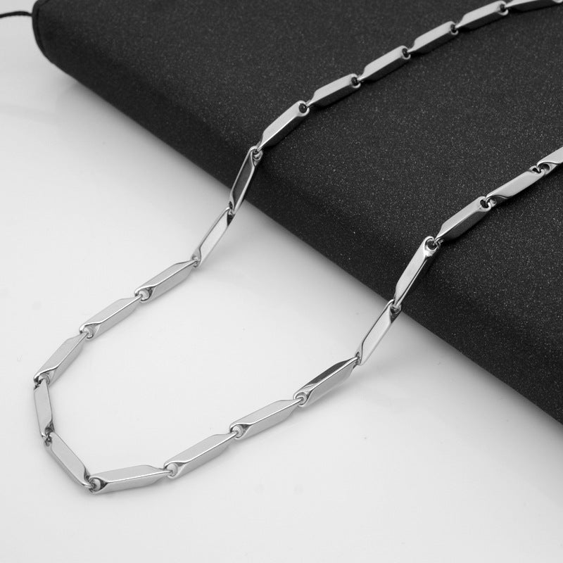 Stainless Steel Necklace Titanium Steel Men's Chain Handmade Diamond Square Chain Girl Pendant Necklace Ornament Accessories