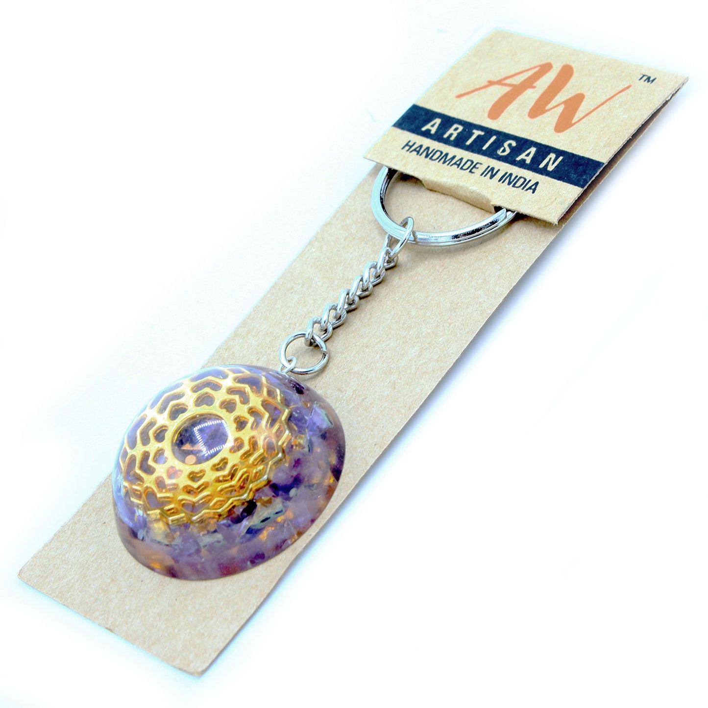 Orgonite Power Keyring - Amethyst Mandala Hearts (4 Sets) - Premium Home Living & Improvement from AW DROPSHIP - Just $24.26! Shop now at Concordia Style Boutique