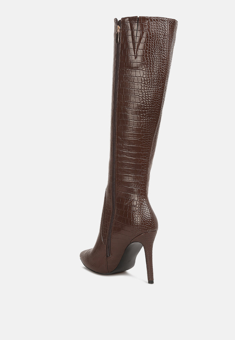 Indulgent High Heel Croc Calf Boots - Premium Calf Boots from London Rag - Just $90.25! Shop now at Concordia Style Boutique