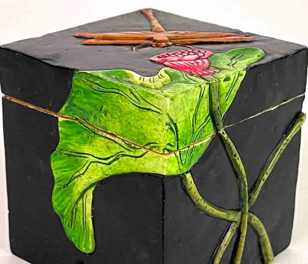 Dragon Fly & Lotus Flower - Black Cube Soapstone Trinket Decor BoxHeart - Premium Home Living & Improvement from The Niger Bend - Just $64.31! Shop now at Concordia Style Boutique