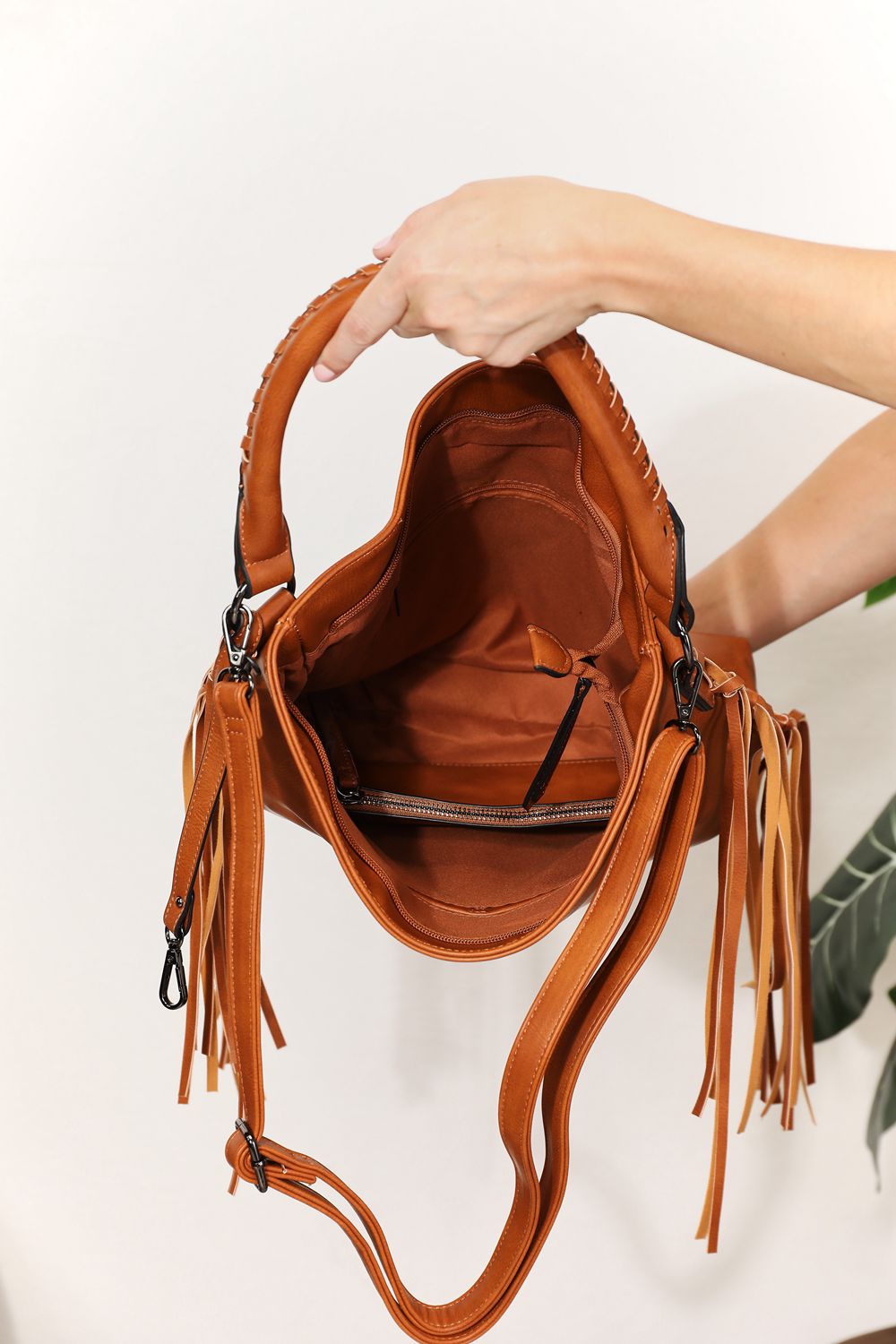 SHOMICO PU Leather Fringe Detail Shoulder Bag - Premium  from Trendsi - Just $56.70! Shop now at Concordia Style Boutique