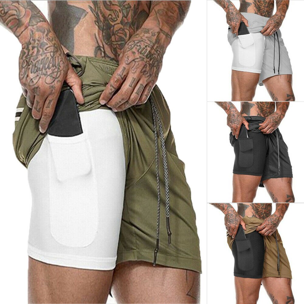 Mens 2 in 1 Fitness Running Shorts - Premium Running Shorts from Concordia Style Boutique - Just $24.96! Shop now at Concordia Style Boutique