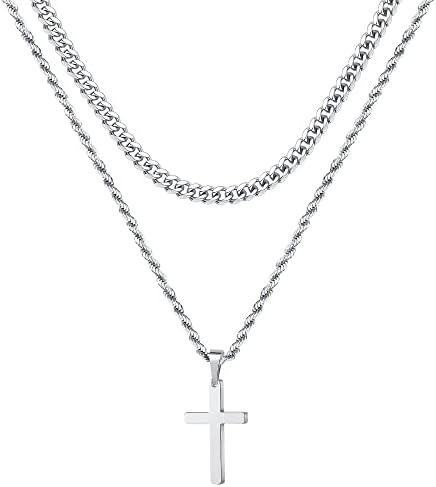 Cross Necklace for Men - Gold/ Black/ Silver Mens Cross Necklaces - Stainless Steel Cross Pendant Necklace Simple - Jewelry Gifts Cross Chain Necklace for Men & Boys - Premium Jewelry from Concordia Style Boutique - Just $23.99! Shop now at Concordia Style Boutique