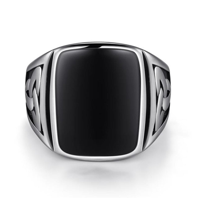 Punk Titanium Steel Ring for Men Jewelry Valknut Signet Ring Odin Symbol Norse Viking Biker Finger Ring Trendy Male Jewelry Gift