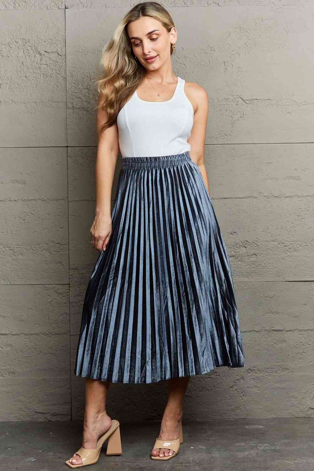 Ninexis Accordion Pleated Flowy Midi Skirt - Premium Accordion Pleated Flowy Midi Skirt from Concordia Style Boutique - Just $31.46! Shop now at Concordia Style Boutique