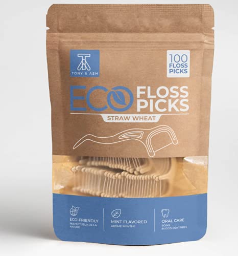 100 Mint Flavored Floss Picks | BPA Free, Eco-Friendly for Adults and Kids | Very Durable Sustainable Straw Wheat (100 Count, Mint) - Premium Dental Floss from Concordia Style Boutique - Just $13.90! Shop now at Concordia Style Boutique