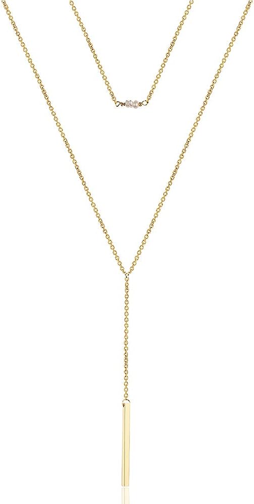 Turandoss Dainty Layered Choker Necklace, Handmade 14K Gold Plated Y Pendant Necklace Multilayer Bar Disc Necklace Adjustable Layering Choker Necklaces for Women - Premium Jewelry from Concordia Style Boutique - Just $21.17! Shop now at Concordia Style Boutique