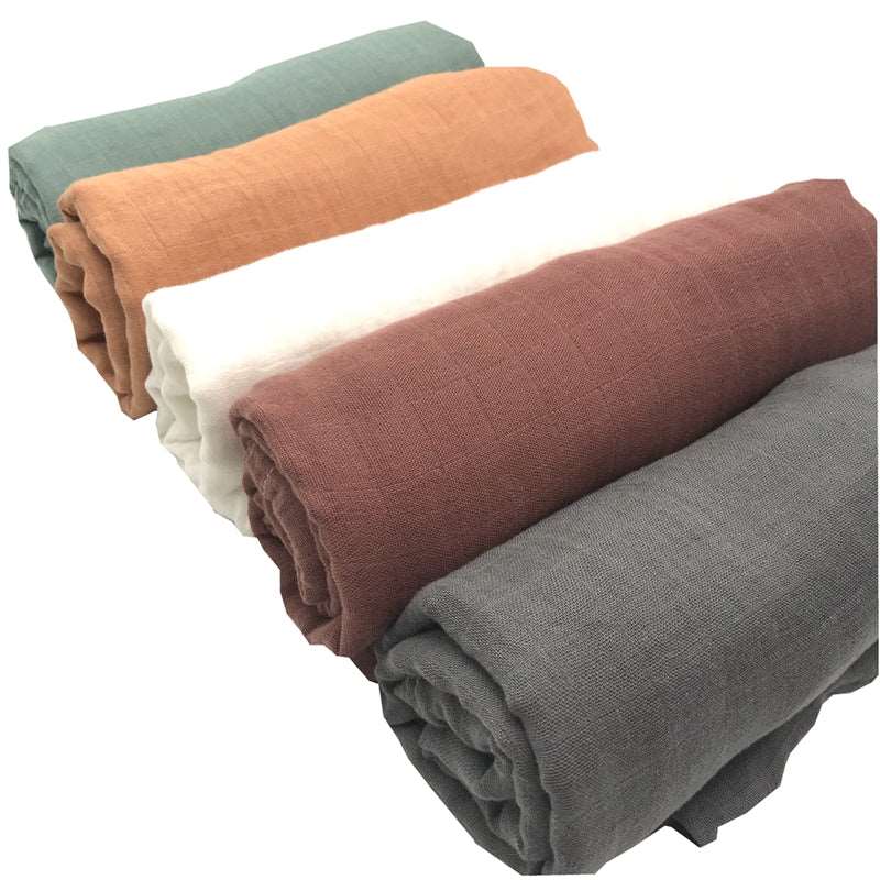 Bamboo Muslin Swaddle Blanket Newborn Diaper Accessories Soft Swaddle Wrap Baby Bedding Bath Towel Solid Color from LASHGHG