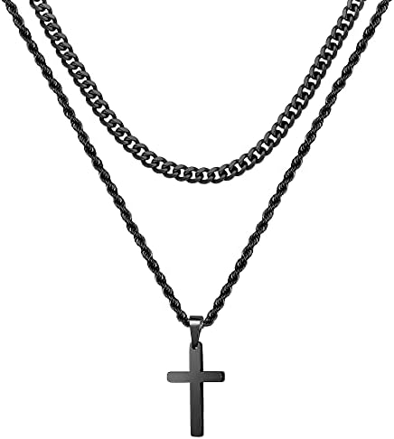 Cross Necklace for Men - Gold/ Black/ Silver Mens Cross Necklaces - Stainless Steel Cross Pendant Necklace Simple - Jewelry Gifts Cross Chain Necklace for Men & Boys - Premium Jewelry from Concordia Style Boutique - Just $23.99! Shop now at Concordia Style Boutique