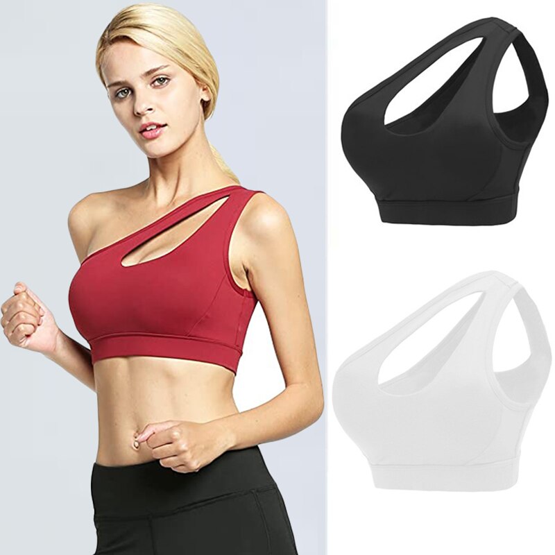 Sexy One Shoulder Yoga Bras Women Sports Top - Premium Sexy One Shoulder Yoga Bras Women Sports Top Crop Athletic Vest Push Up Underwear BH Sports Bra Sportswear Wire Free Gym Shirts from Concordia Style Boutique - Just $22.57! Shop now at Concordia Style Boutique