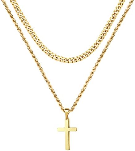 Cross Necklace for Men - Gold/ Black/ Silver Mens Cross Necklaces - Stainless Steel Cross Pendant Necklace Simple - Jewelry Gifts Cross Chain Necklace for Men & Boys - Premium Jewelry from Concordia Style Boutique - Just $23.99! Shop now at Concordia Style Boutique