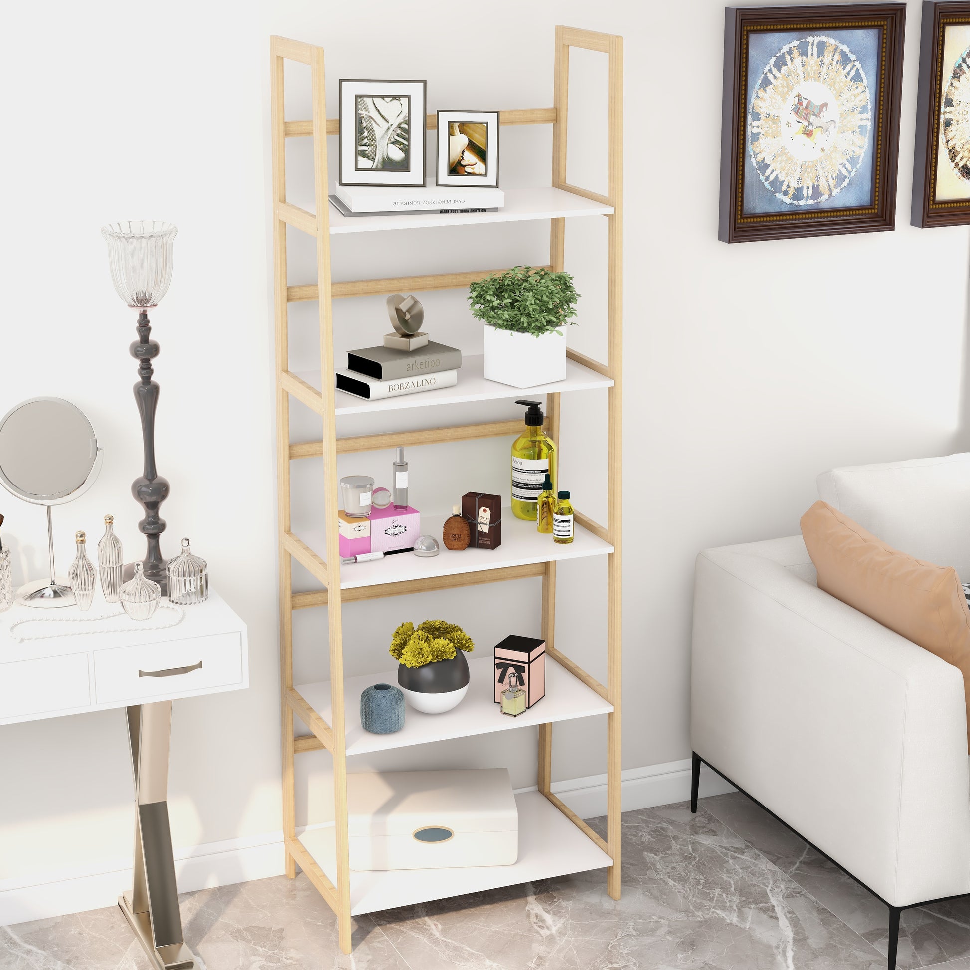 Solid bamboo wood oxford “A”frame ladder display bookshelf - Premium Patio Sofas & Sectionals from MyDepot - Just $128.53! Shop now at Concordia Style Boutique
