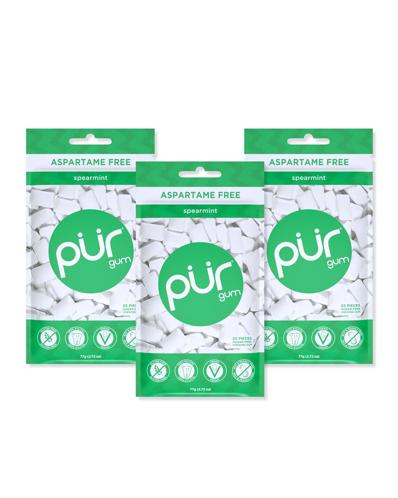 PUR Gum | Aspartame Free Chewing Gum | 100% Xylitol | Sugar Free, Vegan, Gluten Free & Keto Friendly | Natural Spearmint Flavored Gum, 55 Pieces (Pack of 1) - Premium chewing gum from Concordia Style Boutique - Just $9.27! Shop now at Concordia Style Boutique