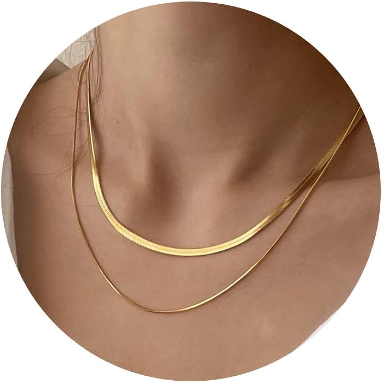 CHESKY 14K Gold/Silver Plated Snake Chain Necklace Herringbone Necklace Gold Choker Necklaces for Women Girl Gifts Jewelry 1.5/3/5MM(W) 14"/16"(L) - Premium Jewelry from Concordia Style Boutique - Just $22.58! Shop now at Concordia Style Boutique