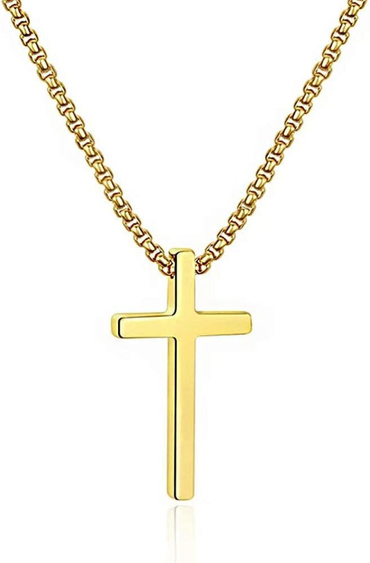 M MOOHAM Cross Necklace for Men, Silver Black Gold Stainless Steel Plain Cross Pendant Necklace for Men Box Chain 16-30 Inch - Premium Jewelry from Concordia Style Boutique - Just $23.18! Shop now at Concordia Style Boutique