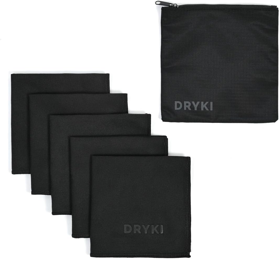 DRYKI - Sweat Absorbing Handkerchiefs - The Original Sport Microfiber Hankies for Wicking Sweat from Hands, Face, Body (Classic Black, 5 Pack) - Premium handkerchief from Concordia Style Boutique - Just $20.22! Shop now at Concordia Style Boutique