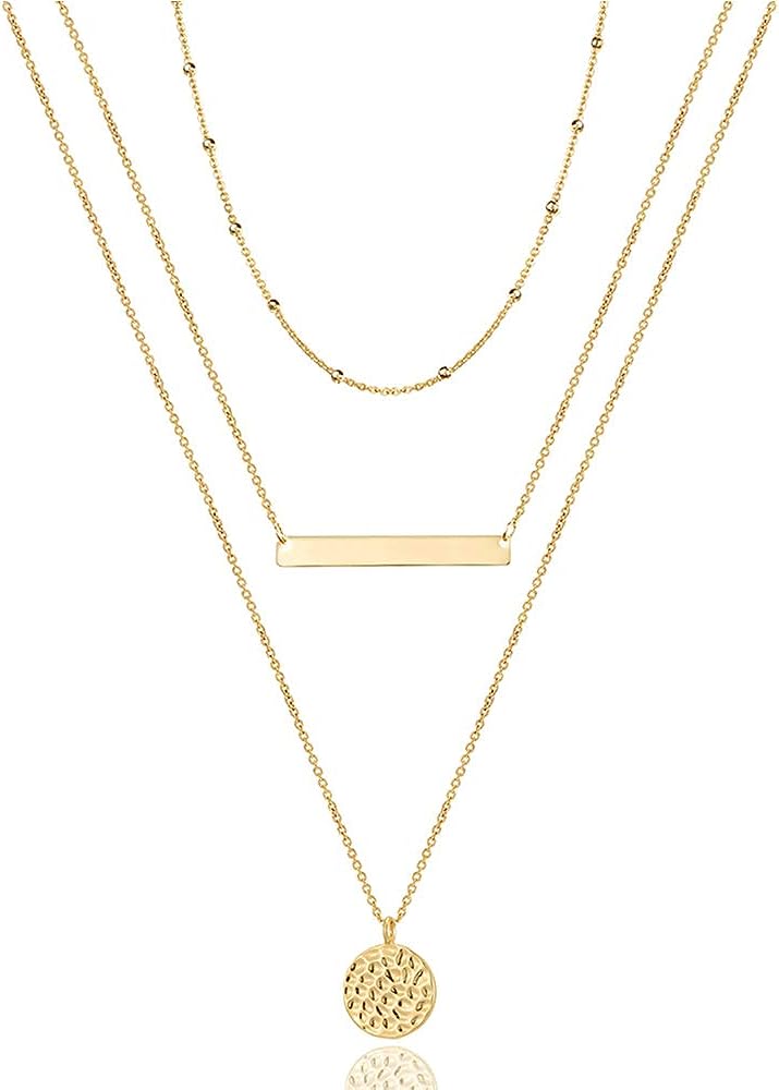 Turandoss Dainty Layered Choker Necklace, Handmade 14K Gold Plated Y Pendant Necklace Multilayer Bar Disc Necklace Adjustable Layering Choker Necklaces for Women - Premium Jewelry from Concordia Style Boutique - Just $21.17! Shop now at Concordia Style Boutique