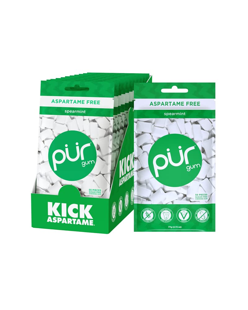 PUR Gum | Aspartame Free Chewing Gum | 100% Xylitol | Sugar Free, Vegan, Gluten Free & Keto Friendly | Natural Spearmint Flavored Gum, 55 Pieces (Pack of 1) - Premium chewing gum from Concordia Style Boutique - Just $9.27! Shop now at Concordia Style Boutique