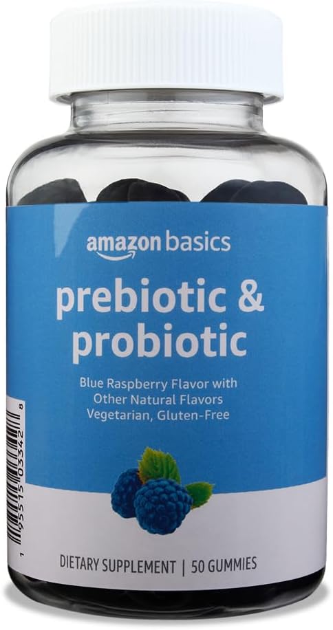 Amazon Basics Prebiotic & Probiotic Gummies, 2 Billion CFU, Blue Raspberry, 50 Count (2 per Serving) (Previously Solimo) - Premium  from Concordia Style Boutique - Just $12.64! Shop now at Concordia Style Boutique