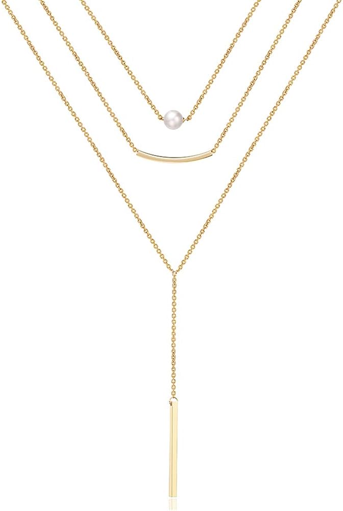 Turandoss Dainty Layered Choker Necklace, Handmade 14K Gold Plated Y Pendant Necklace Multilayer Bar Disc Necklace Adjustable Layering Choker Necklaces for Women - Premium Jewelry from Concordia Style Boutique - Just $21.17! Shop now at Concordia Style Boutique