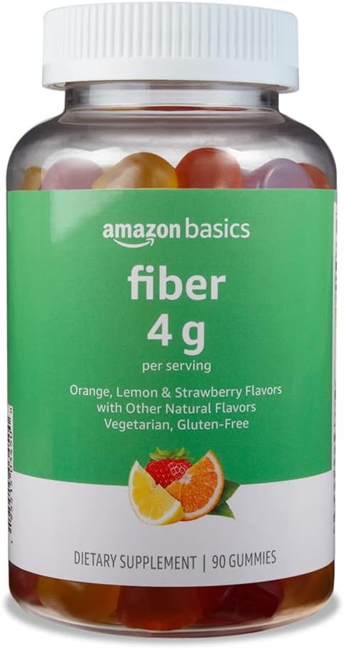 Amazon Basics (previously Solimo) Fiber 4g Gummy - Digestive Health, Supports Regularity, Orange, Lemon & Strawberry, 90 Gummies (2 per Serving) - Premium Dietary Fibers from Concordia Style Boutique - Just $20.61! Shop now at Concordia Style Boutique