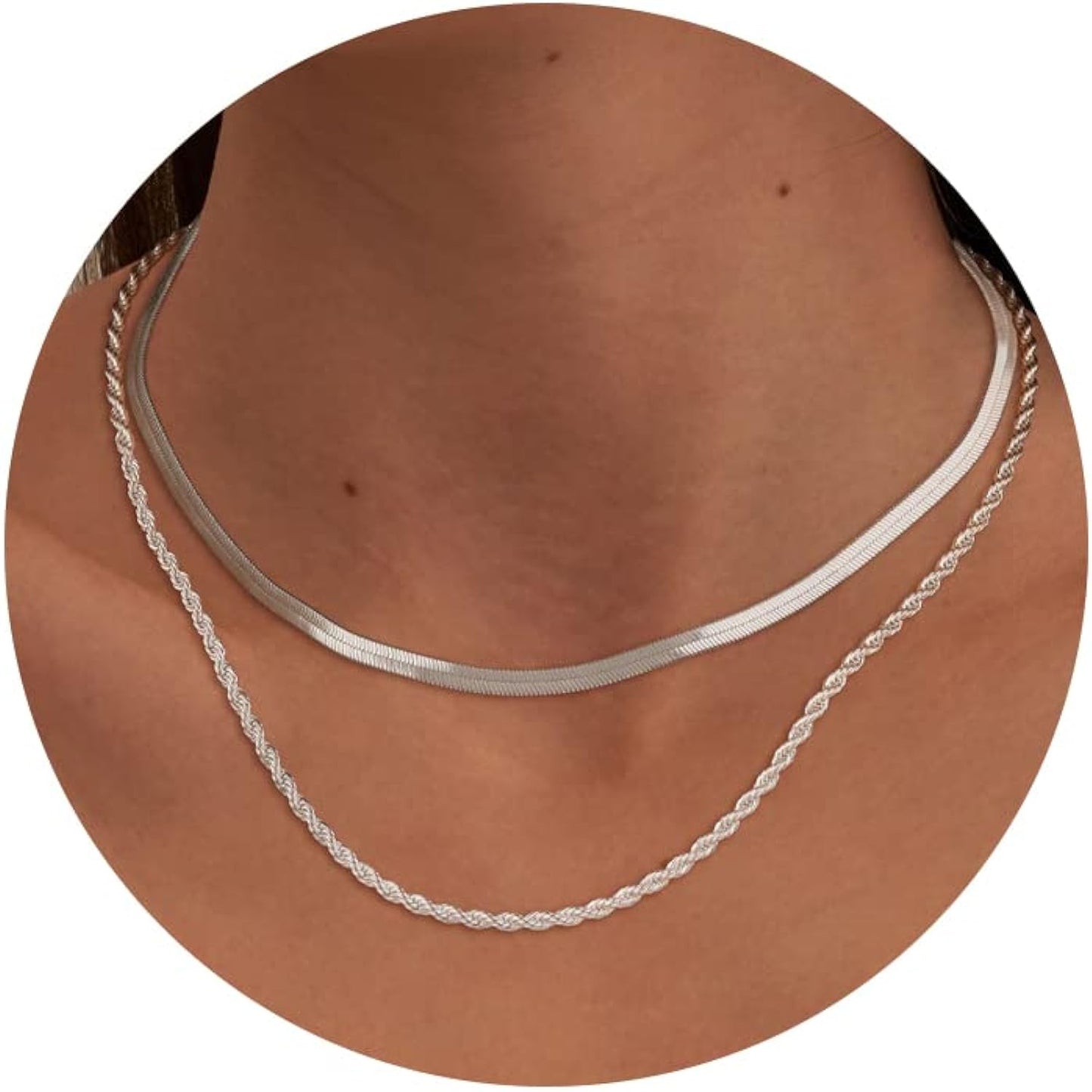 CHESKY 14K Gold/Silver Plated Snake Chain Necklace Herringbone Necklace Gold Choker Necklaces for Women Girl Gifts Jewelry 1.5/3/5MM(W) 14"/16"(L) - Premium Jewelry from Concordia Style Boutique - Just $22.58! Shop now at Concordia Style Boutique