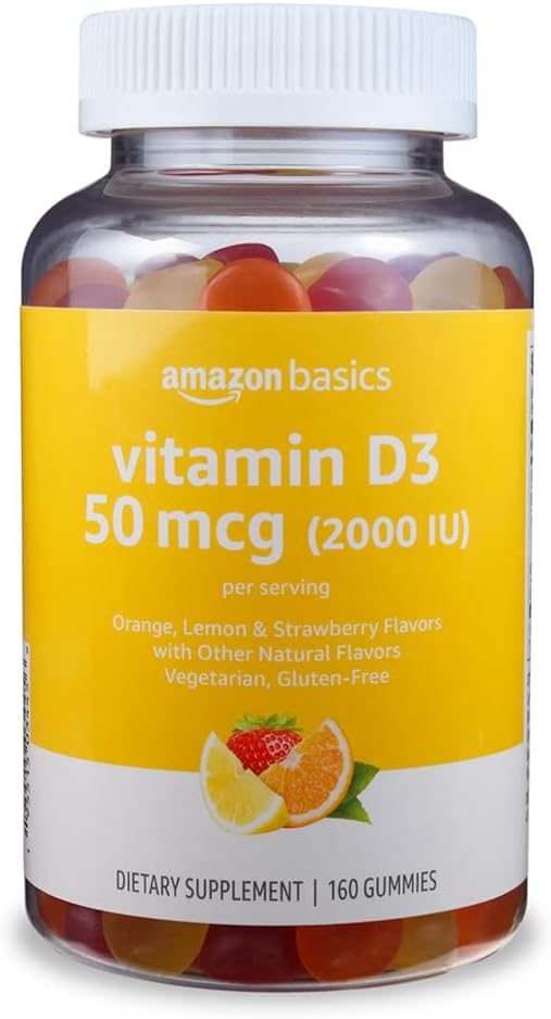 Amazon Basics Vitamin D3 2000 IU Gummies, Orange, Lemon & Strawberry, 160 Count (2 per Serving) (Previously Solimo) - Premium  from Concordia Style Boutique - Just $14.20! Shop now at Concordia Style Boutique