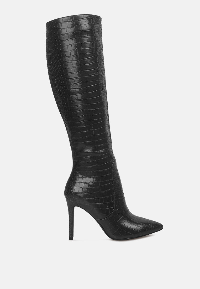 Indulgent High Heel Croc Calf Boots - Premium Calf Boots from London Rag - Just $90.25! Shop now at Concordia Style Boutique