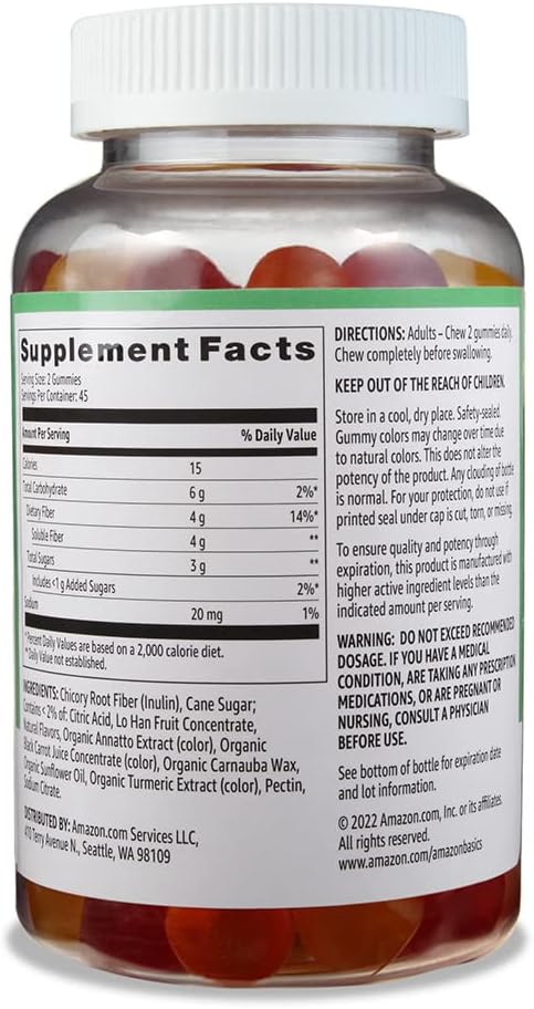 Amazon Basics (previously Solimo) Fiber 4g Gummy - Digestive Health, Supports Regularity, Orange, Lemon & Strawberry, 90 Gummies (2 per Serving) - Premium Dietary Fibers from Concordia Style Boutique - Just $20.61! Shop now at Concordia Style Boutique