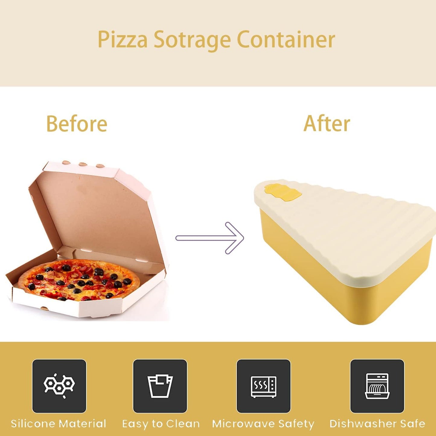 Pizza Leftover Storage Container with 2 Pizza Trays,Reusable Pizza Silicone Container,Silicone Food Container Lunch Box Withstand Temperature in -40~200℃ (Yellow & white, 7.5inch) - Premium Pizza Leftover Storage Container from Concordia Style Boutique - Just $12.49! Shop now at Concordia Style Boutique