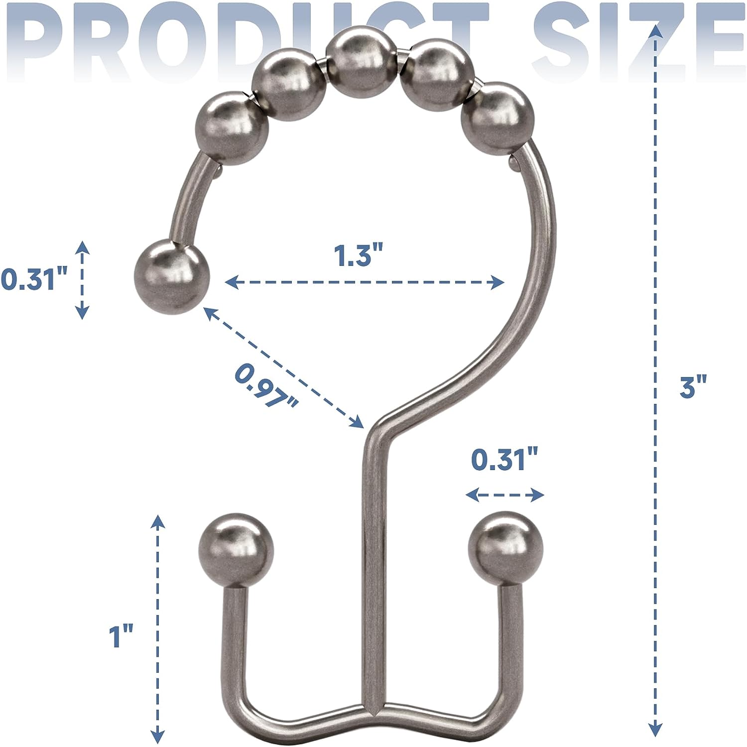 Shower Curtain Hooks, Shower Curtain Rings Rust Proof Metal Double Glide Shower Hooks Rings for Bathroom Shower Rods Curtains, Set of 12 Hooks - Nickel - Premium Shower Curtain Rings from Concordia Style Boutique - Just $14.57! Shop now at Concordia Style Boutique