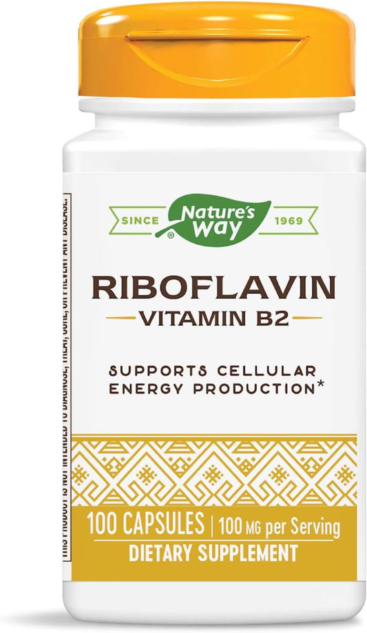 Nature's Way Riboflavin Vitamin B2, Supports Cellular Energy Production*, 100mg per Serving, 100 Capsules - Premium B2 (Riboflavin) from Concordia Style Boutique - Just $11.75! Shop now at Concordia Style Boutique