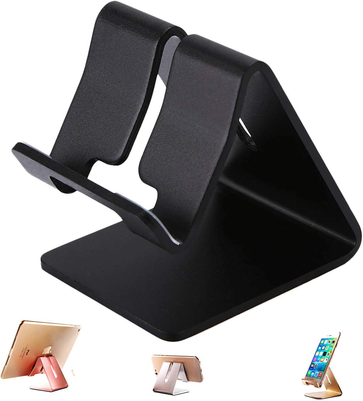 Tablet Stand, Phone Stand - Aluminum Solid Portable Desktop Holder. Dock Compatible with Phone 13/ 12/ 11 XR/ MAX XS/ Max XR, iPad Pro 9.7, 10.5, Air Mini 2/ 3/ 4, Kindle Tab (4-13 Inch) -Black - Premium Tablet Stand from Concordia Style Boutique - Just $6! Shop now at Concordia Style Boutique