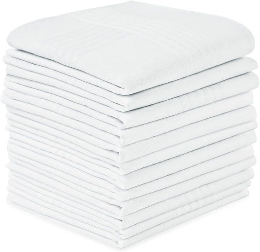 URAQT Men's Handkerchiefs, 12 Pack Gents Hankies, Mens Premium Handkerchiefs Cotton White Pocket Square Hanks for Men Women - Premium  from Concordia Style Boutique - Just $10.91! Shop now at Concordia Style Boutique