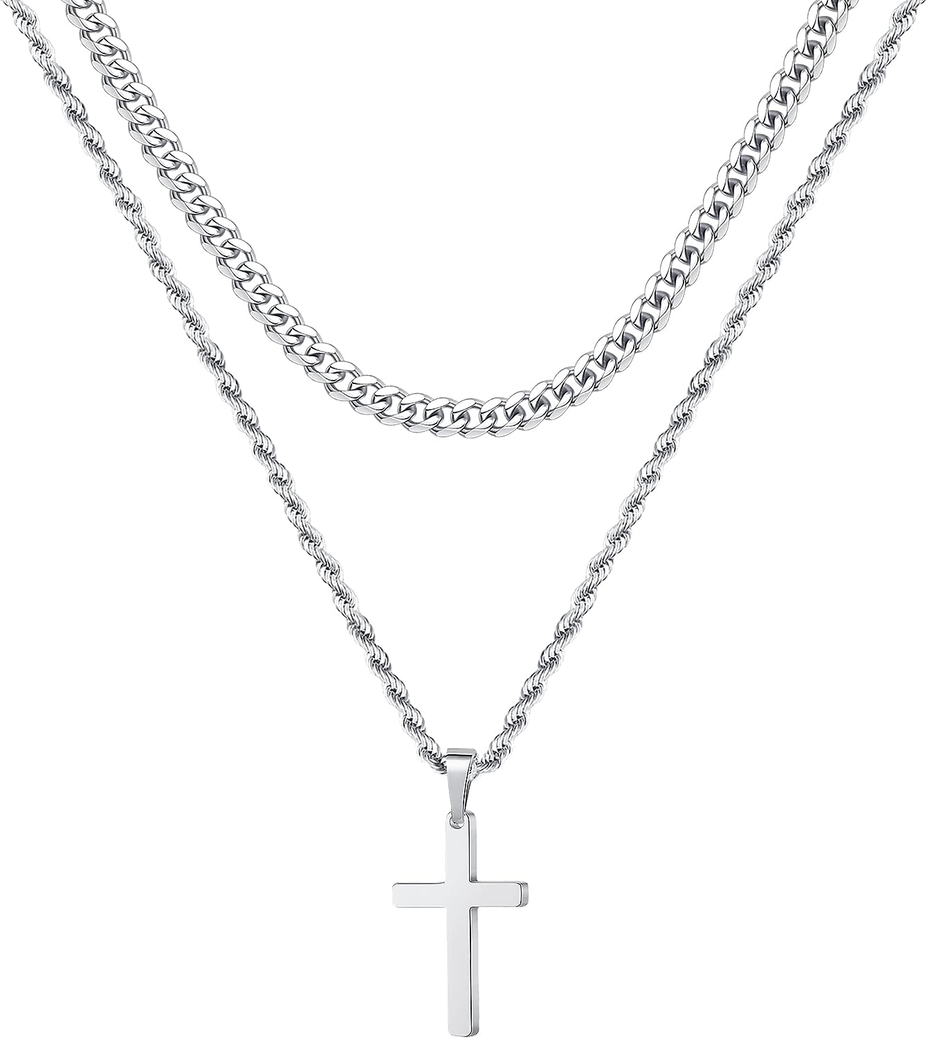 Yooblue Cross Necklace for Men, Gold Black Silver Mens Cross Necklaces Stainless Steel Cross Pendant Necklace Simple Jewelry Gifts Cross Chain Necklace for Men Boys - Premium Jewelry from Concordia Style Boutique - Just $22.58! Shop now at Concordia Style Boutique