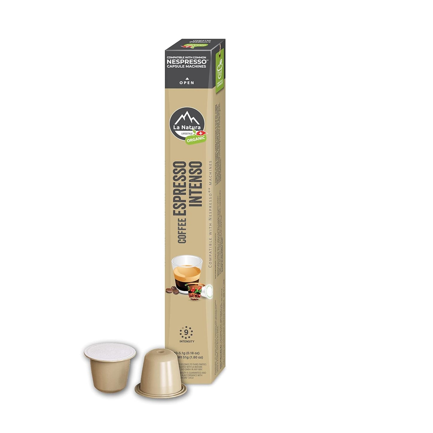 La Natura Organic Espresso Intenso Coffee Pods - Dark Roast Arabica Coffee Capsules for Nespresso Original Line Machines - Compostable Capsules, Aluminum-Free - Single-Serve Pods (10 Count) - Premium Espresso Capsules from Concordia Style Boutique - Just $10.62! Shop now at Concordia Style Boutique