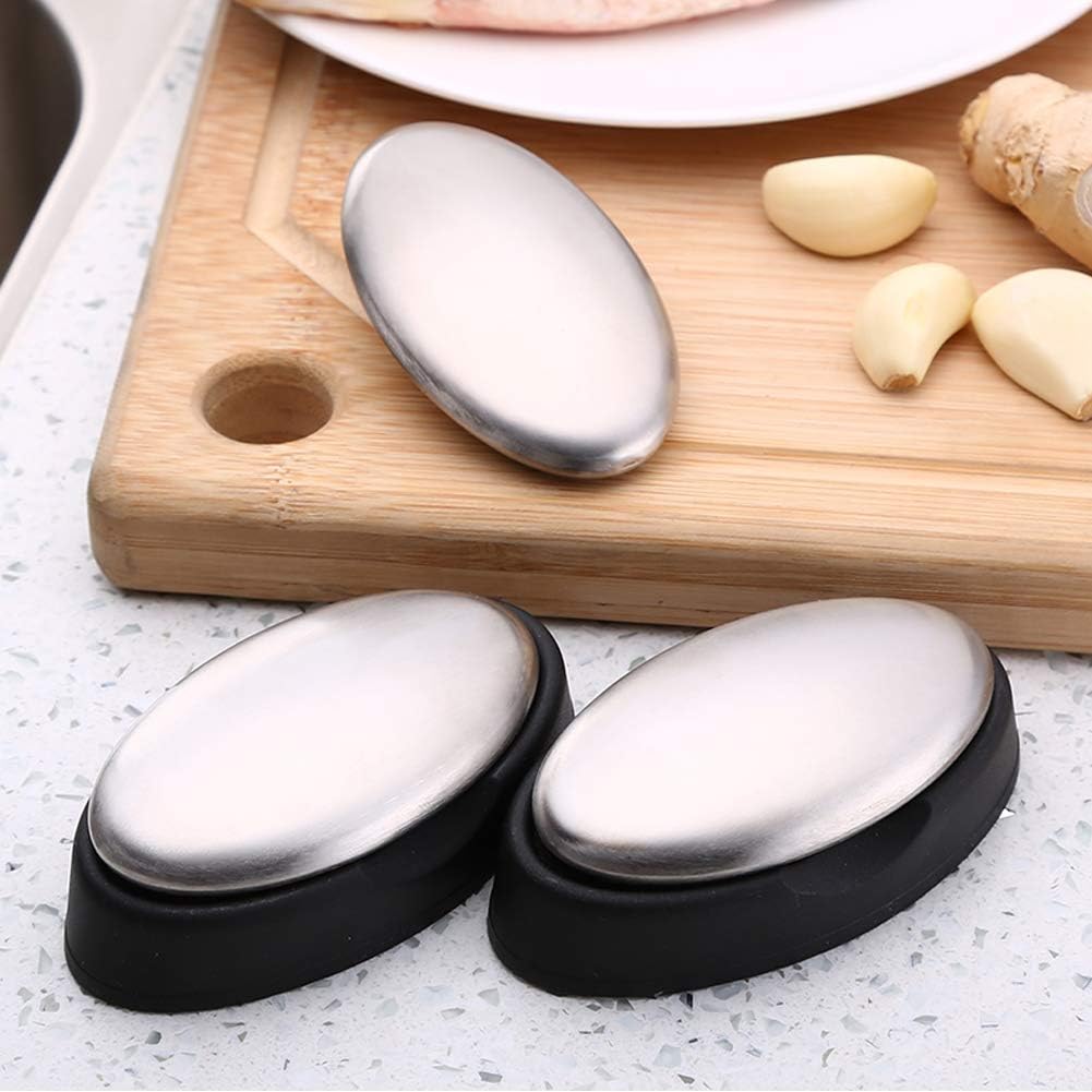 Stainless Steel Soap, Odor Remover Bar-for Fish Cleaner Onion Garlic Fish Other Strong Scents from Hands and Skin Kitchen Gadgets Eliminating Odor Remover with Soap Box (1pcs of Oval with Base) - Premium Stainless Steel Soap from Concordia Style Boutique - Just $16.66! Shop now at Concordia Style Boutique