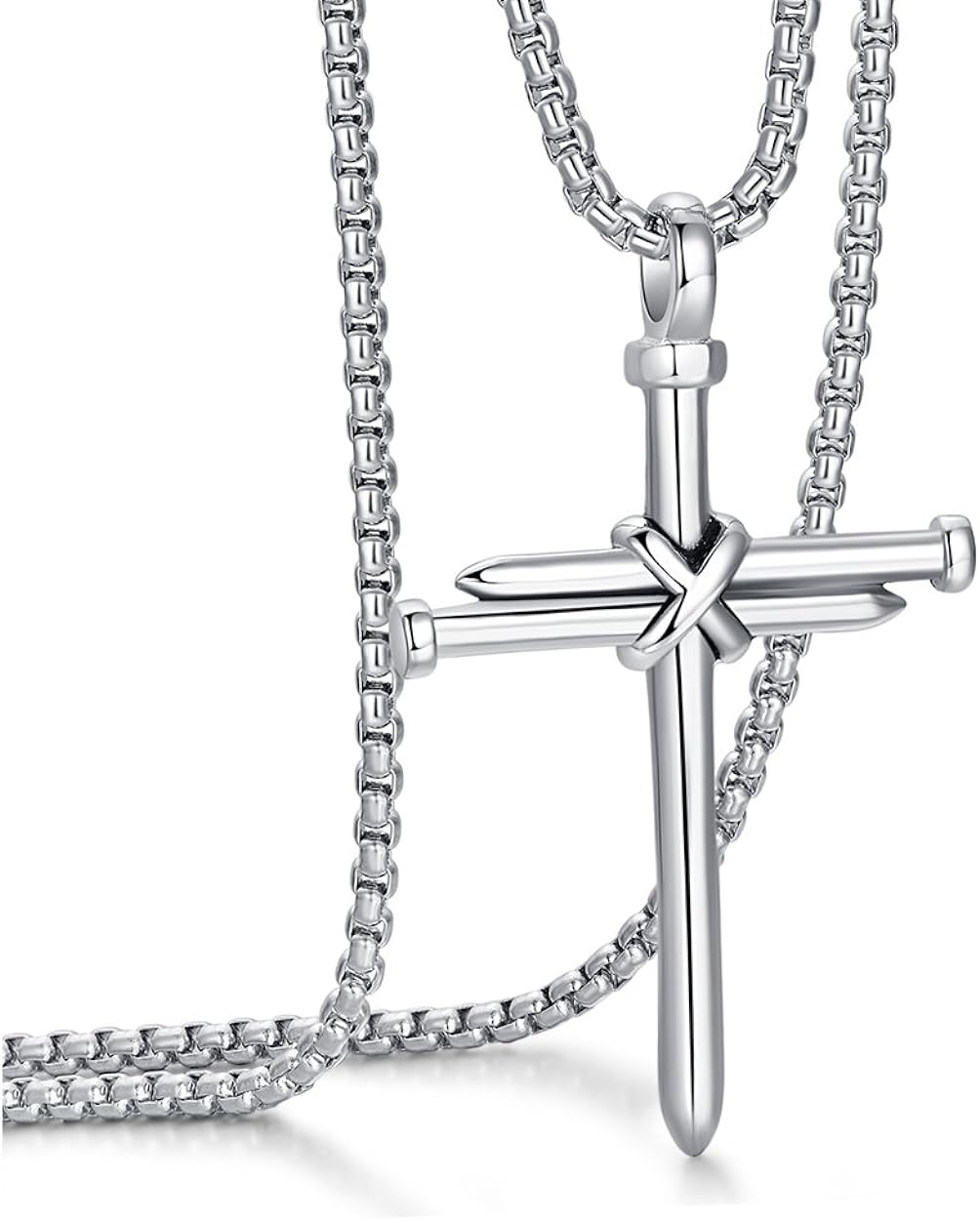 Rehoboth Men's Stainless Steel Nail Cross Pendant Necklace with 24 Inch Chain Polished Black Gold Silver - Premium Jewelry from Concordia Style Boutique - Just $18.35! Shop now at Concordia Style Boutique