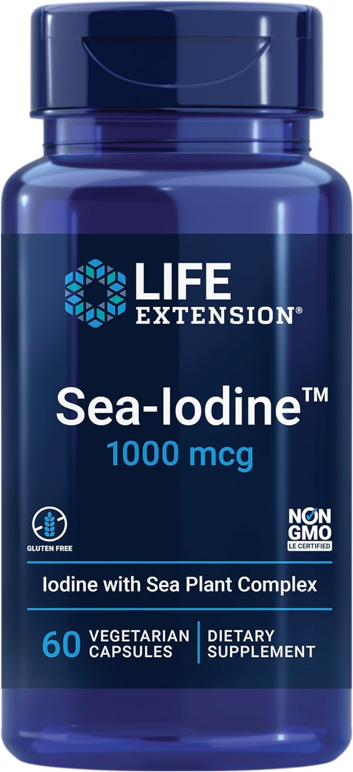 Sea-Iodine 1000 mcg – Iodine Supplement Without Salt – Iodine From Organic kelp and Bladder Wrack Extracts - Gluten-Free, Non-GMO, Vegetarian - 60 Capsules - Premium Sea-Iodine from Concordia Style Boutique - Just $10.99! Shop now at Concordia Style Boutique