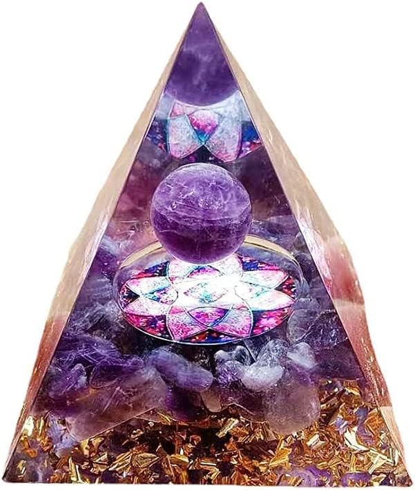 Moonstone Crystal Orgone Pyramid - Lapis Lazuli Ball Tai Chi - Ogan Crystal Energy Tower - Nature Reiki Healing Chakra Crushed Stone Jewelry - 5cm - Premium Orgone Pyramid from Concordia Style Boutique - Just $10.78! Shop now at Concordia Style Boutique