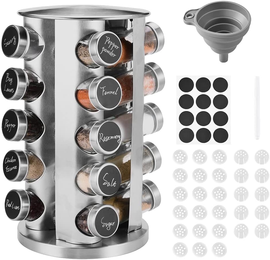 12 Round Spice Jars, 4 oz Seasoning Containers with Airtight Stainless Steel Caps and Shaker lids,Round Seasoning Containers and Spices Container Set.… - Premium spice jars from Concordia Style Boutique - Just $33.68! Shop now at Concordia Style Boutique