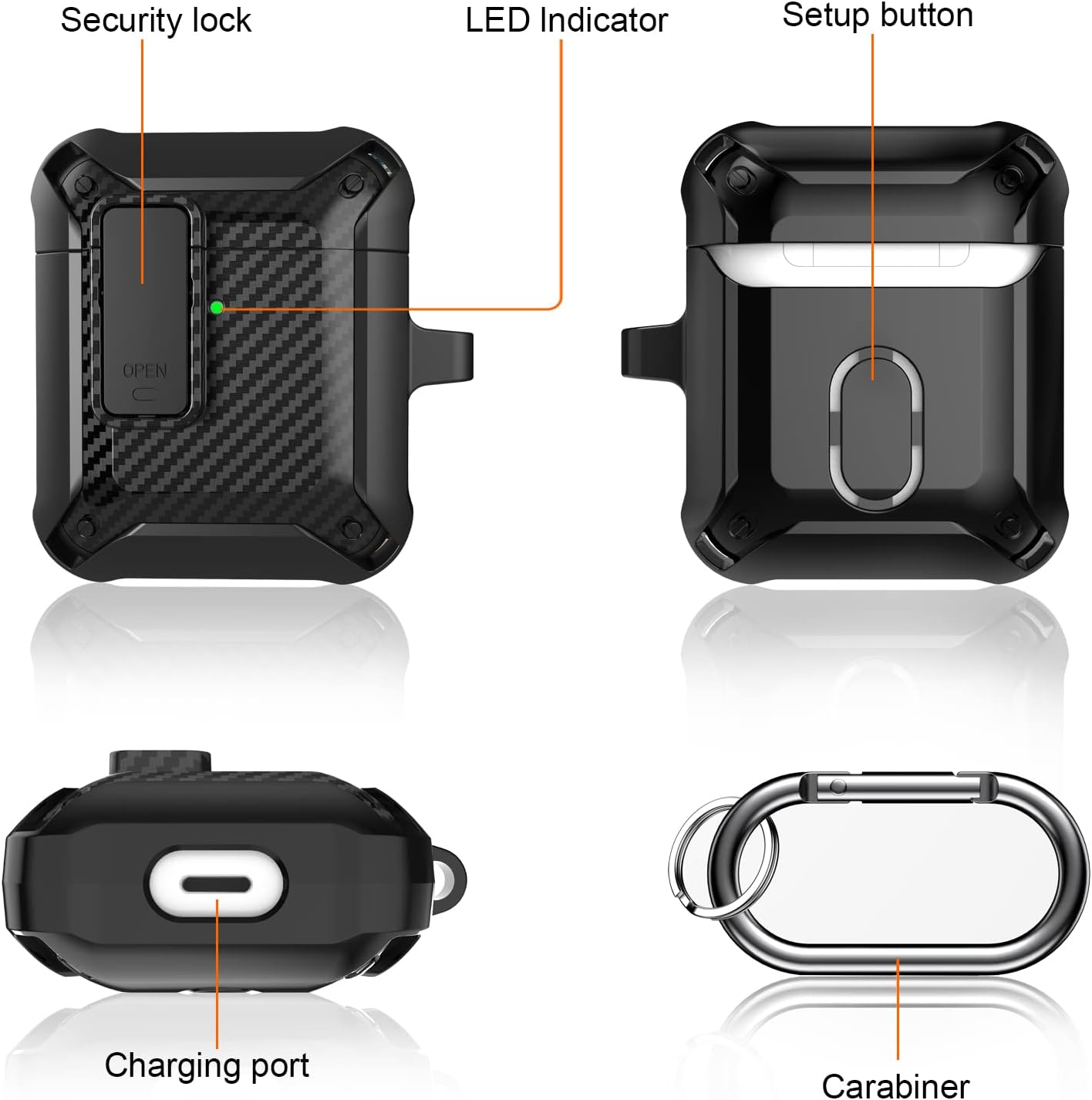 Airpod Case with Lock Compatible with Apple Airpods Case 2nd Generation Case, Rugged Case Cover for AirPods 1st Charging Case with Keychain for Men Women[Front LED Visible] - Premium Cases from Concordia Style Boutique - Just $6.96! Shop now at Concordia Style Boutique