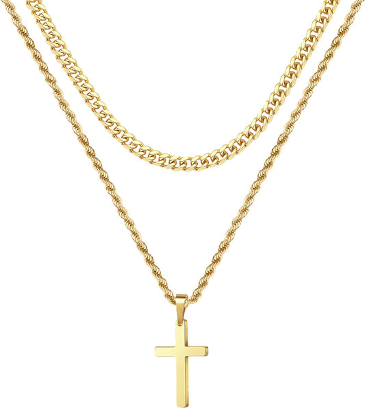 Cross Necklace for Men - Gold/ Black/ Silver Mens Cross Necklaces - Stainless Steel Cross Pendant Necklace Simple - Jewelry Gifts Cross Chain Necklace for Men & Boys - Premium Jewelry from Concordia Style Boutique - Just $23.99! Shop now at Concordia Style Boutique