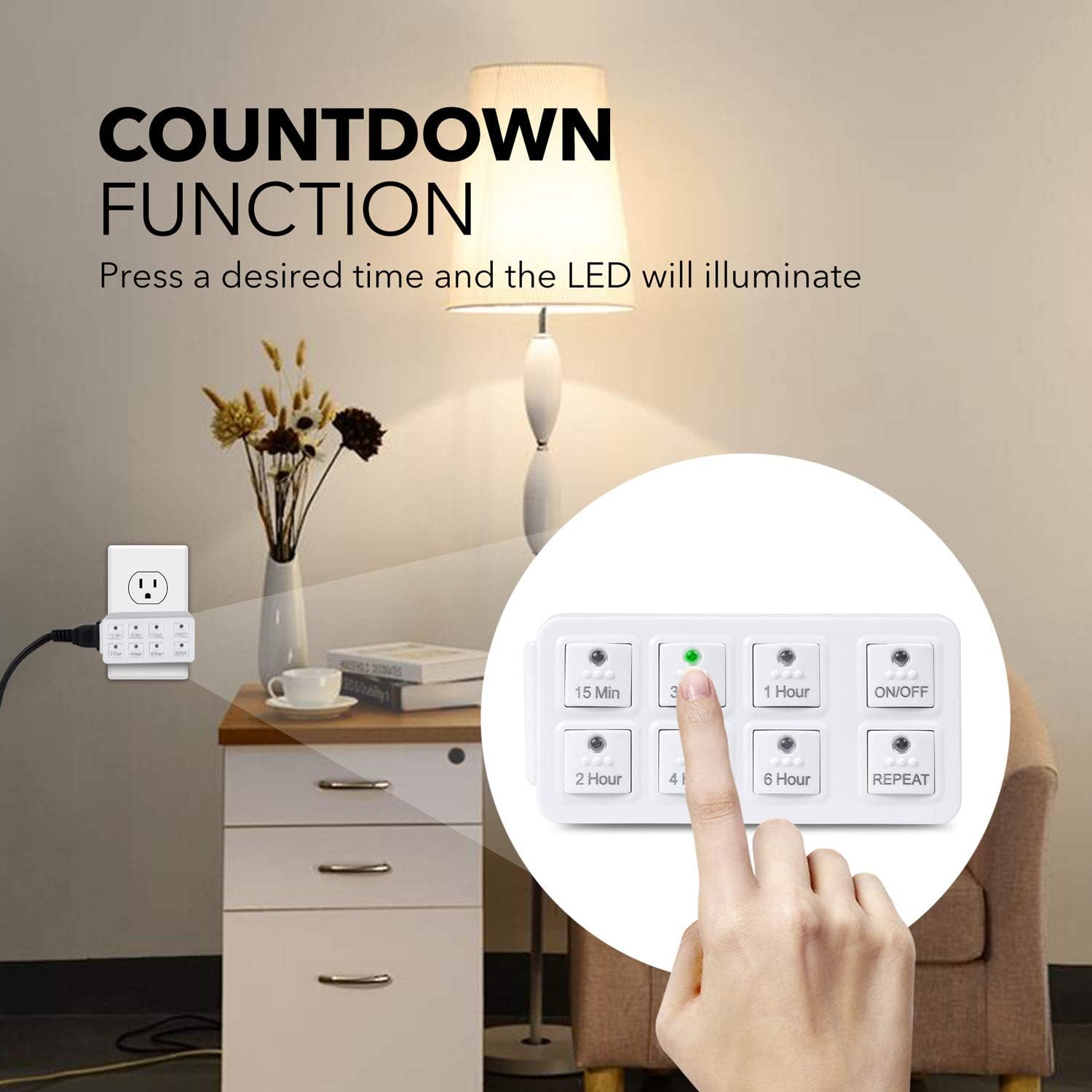 Indoor Countdown Timer with Repeat Function, Heavy Duty Accurate Compact Size for Charger Vacation Security, 3-Prong Grounded Outlet, 15A/1875W ½ HP ETL Listed - Premium Timers from Concordia Style Boutique - Just $25! Shop now at Concordia Style Boutique