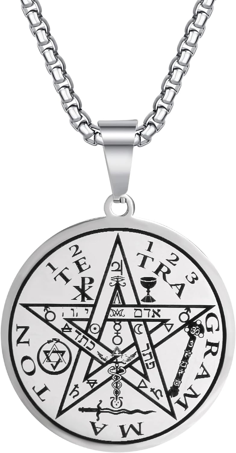 Tetragrammaton Pentacle Necklace for Men Pentagram Protection Amulet Wicca Jewelry, Five-pointed Star, Magical,The Ancient Power Name of God Stainless Steel 24 inches - Premium Pendants Necklace from Concordia Style Boutique - Just $23.08! Shop now at Concordia Style Boutique